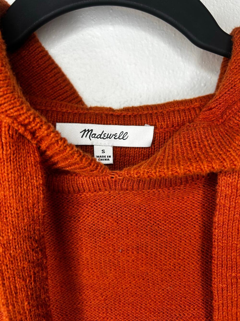 Madewell Texture & Thread Tie Front Top S Rust Orange Cotton Long Sleeve